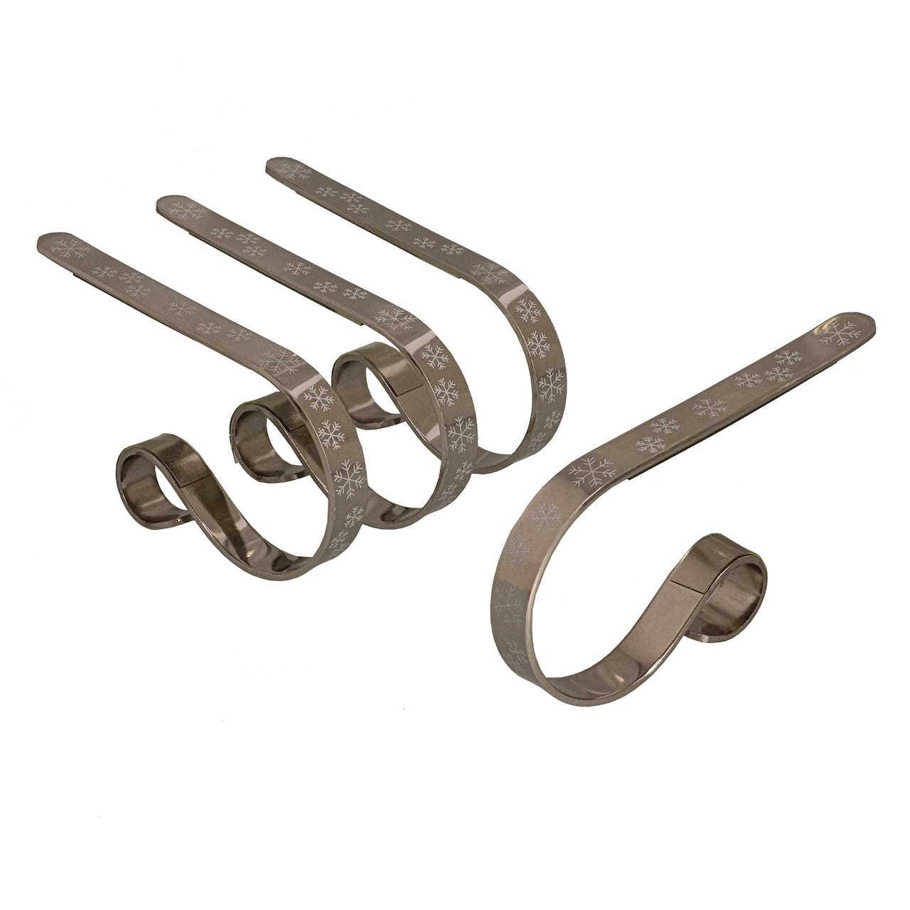 Original MantleClip® Silver with White Snowflakes Stocking Holders, 4ct.